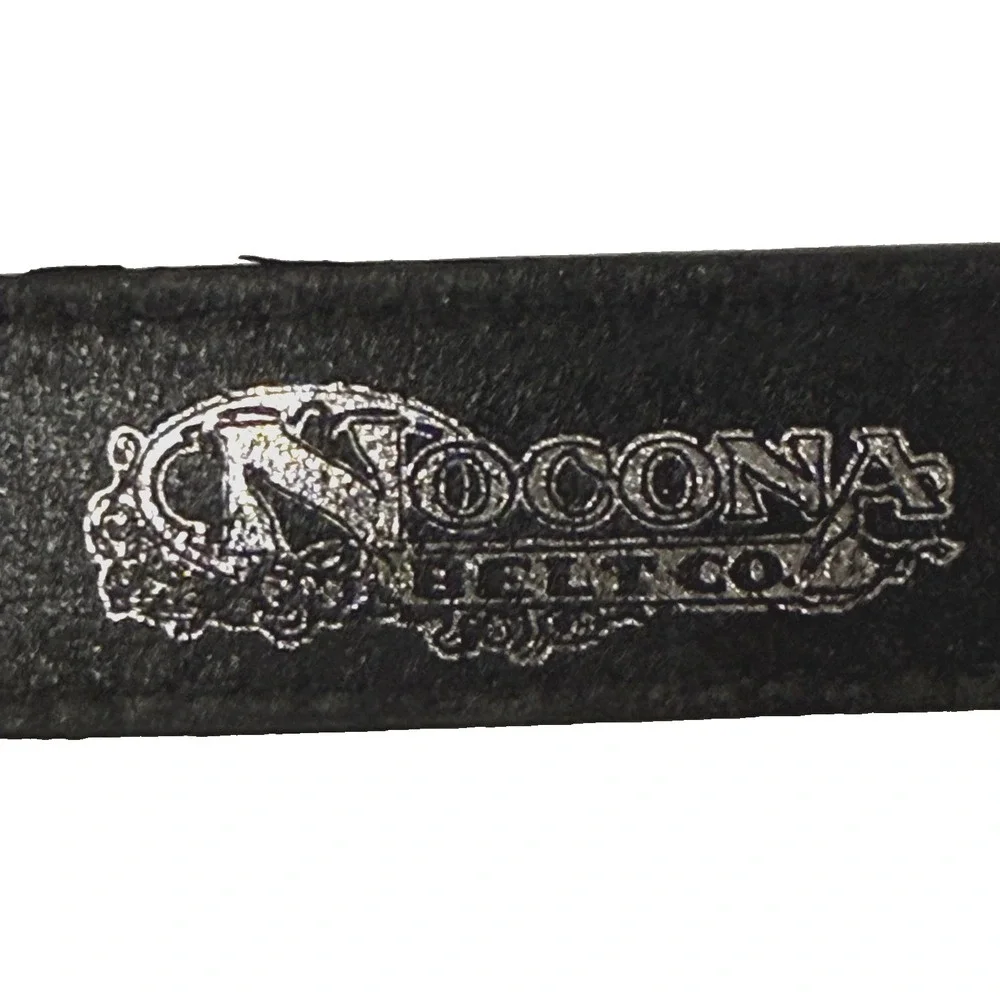 Nocona Western Cowboy Leather Belt Boy 28 Rodeo Bull Rider Buckle Black Tooled